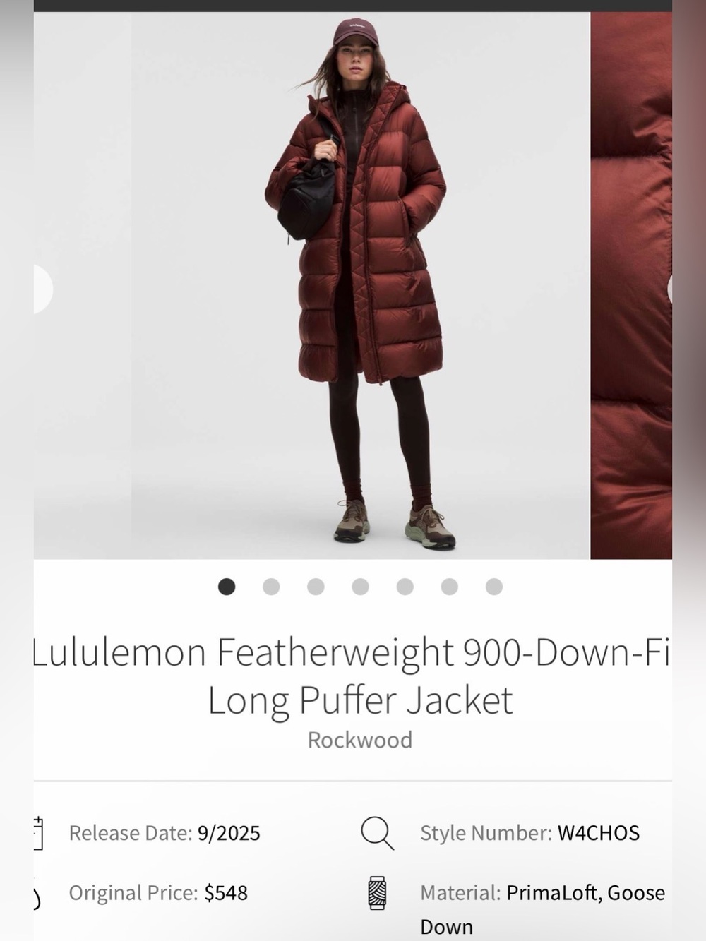 NWOT New Lululemon Featherweight 900-Down-Fill Long Puffer Jacket Rockwood - Picture 7 of 16